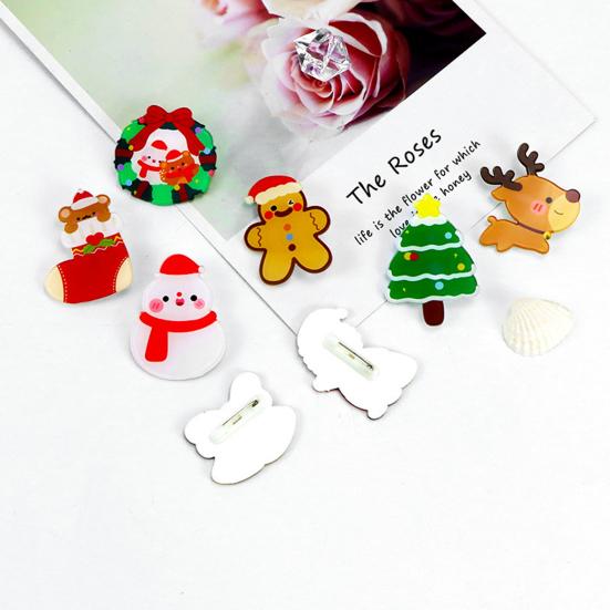 Christmas Brooch Festive Cute Cartoon Xmas Themed Multipurpose Anti-fade Decoration New Year Gifts Santa