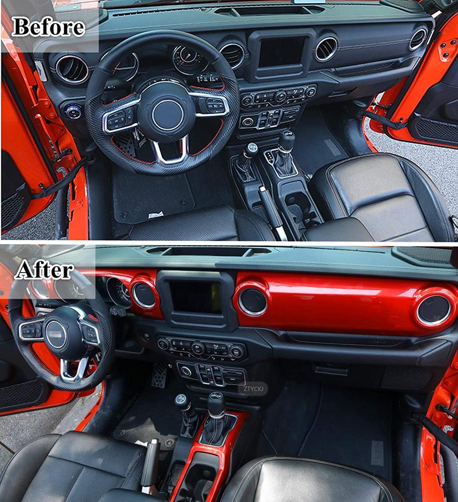 Для Jeep Wrangler JL JLU 2018 - 2024 рулевое колесо и центральная консоль отделка приборной панели панель управления комплект отделки интерьера