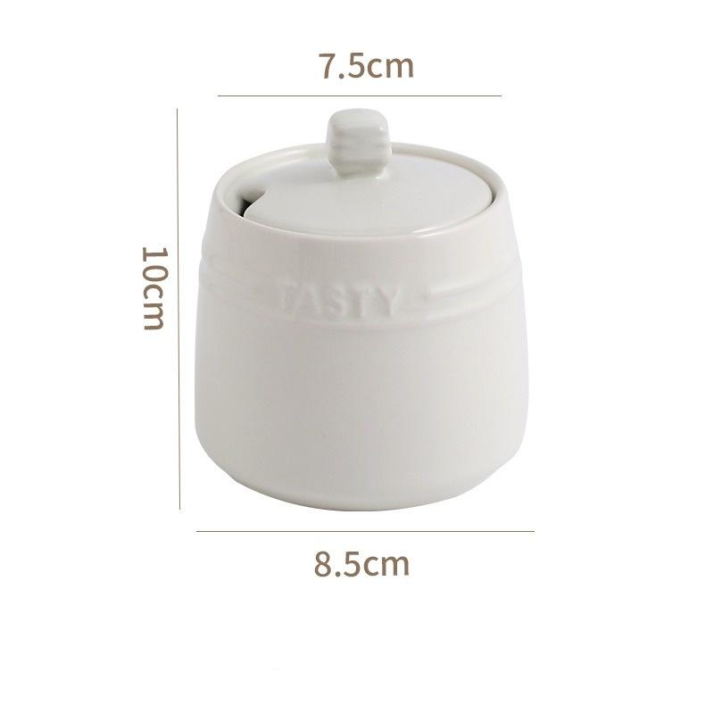 Фарфоровая банка для приправ, контейнер с крышкой, ложкой, керамические сахарницы, коробка для приправ, солонки, чайница для кухонной столешницы
