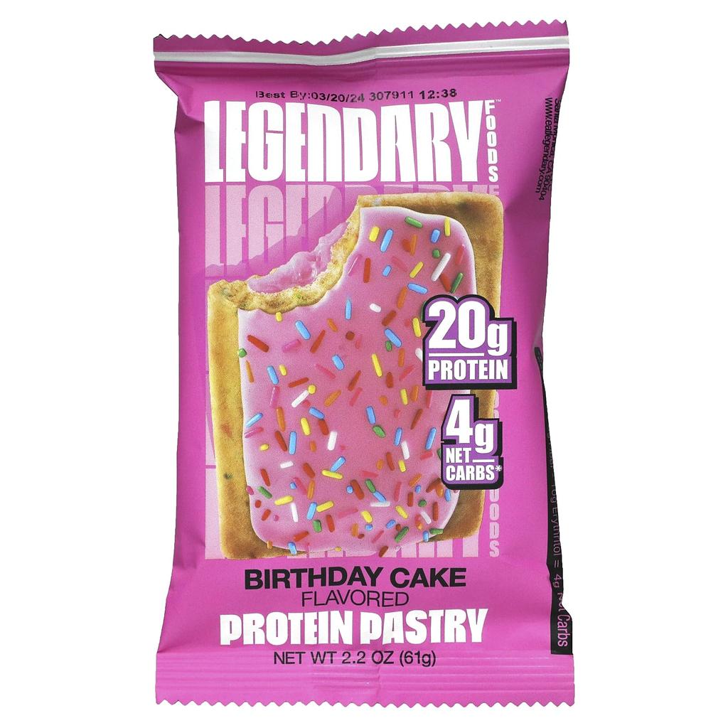 Legendary Foods Protein Pastry, Birthday Cake, 10 Packs, 2.2 Oz (61 G) Each