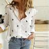 Turn Down Collar Long Sleeve Buttoned Cotton Shirts Women Solid Color Loose Plus Size Tops White Blue Blouse