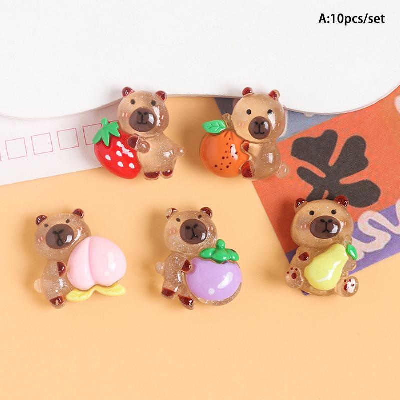 10Pcs/Set Capybara Resin Accessories Children'S Diy Accessories Home Decoration Small Ornaments