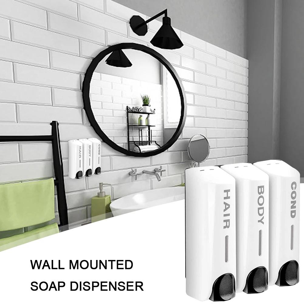 3-Pack 350ml Wall-Mounted Shower Dispenser - Shampoo & Body Wash Organizer for Bathroom (Durable Plastic)