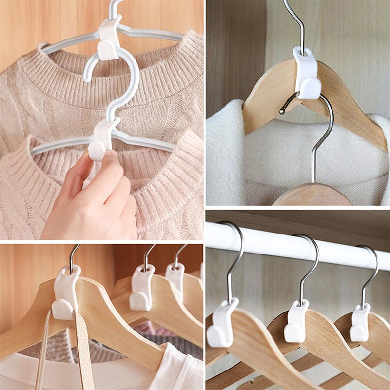 50Pcs Mini Clothes Hanger For Wardrobe Connector Hook Plastic Wardrobe Coat Extender Clips Holder Space Saving