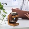 Wooden Watch Stand with Faux Leather Top Layer Nordic Style Decorative Ornament Smooth Edges Watch Organizer