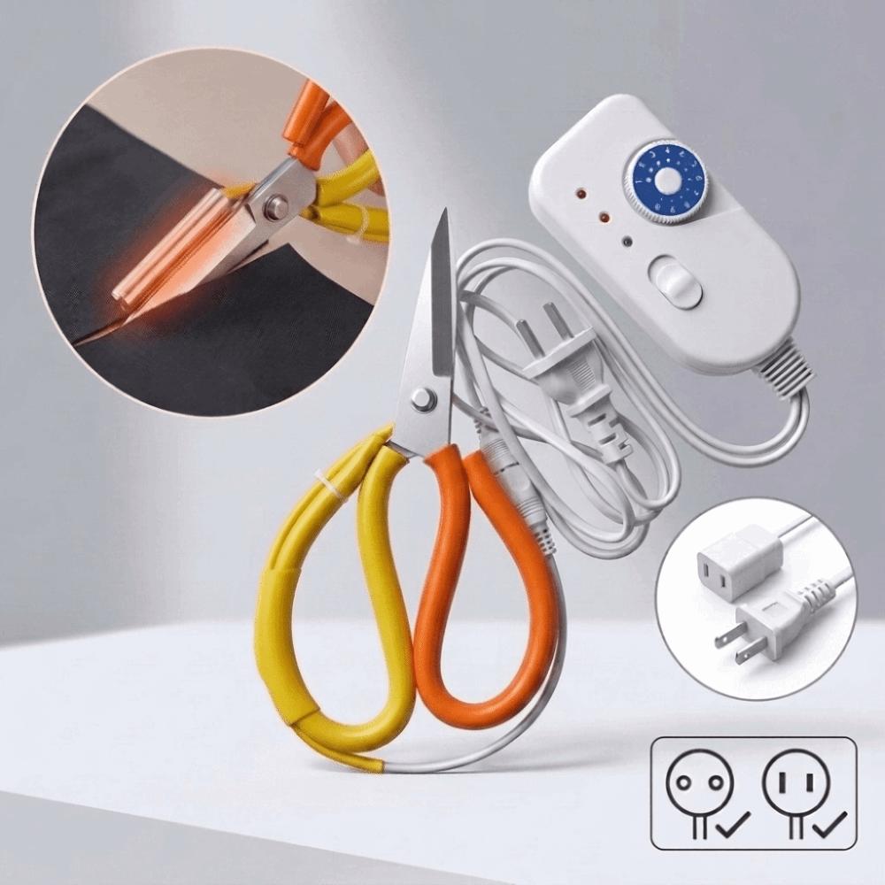Built-In Heating Tube Hot Cutter Temperature Adjustable Fabric Scissors Label Edge Cutting