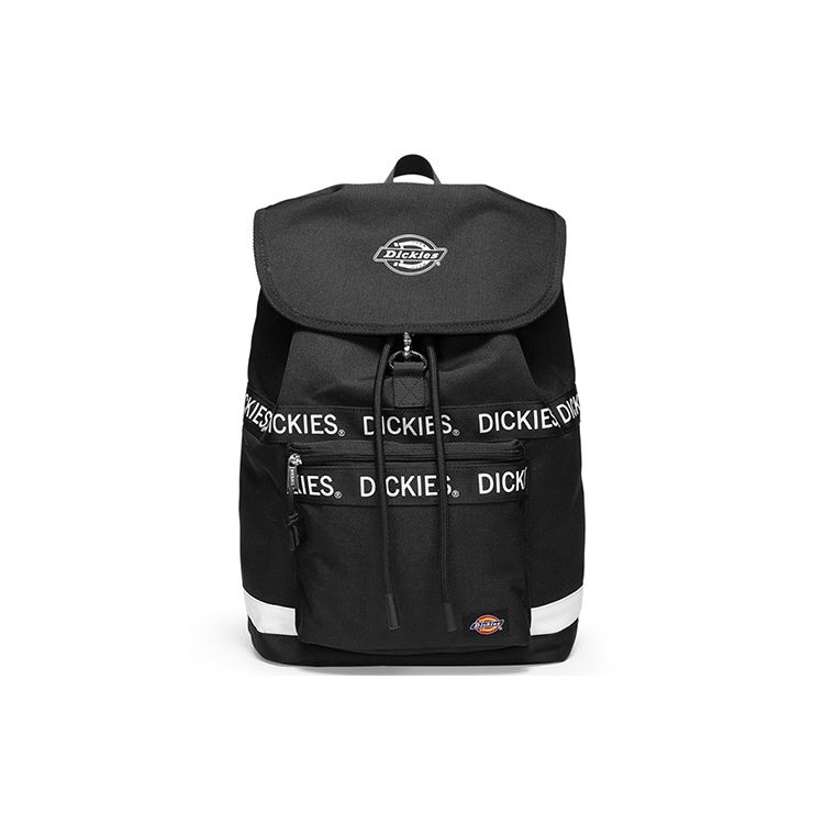 Dickies Vintage Large Capacity Flap Logo Print Polyester Backpack Unisex Backpack Black 201U90LBB19BK01-BLACK