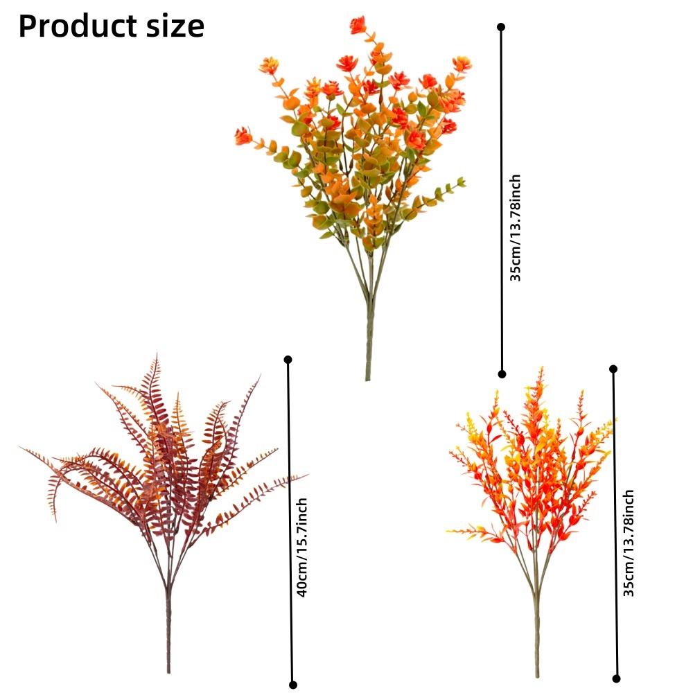 10PCS UV-resistant artificial fall bouquets, artificial orange fall plants - outdoor  window frames, fireplace, garden,decorate