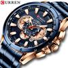 CURREN 8363 Watch Quartz Man Wristwatch Watches with Stainless Steel Strap Band Three Sub-Dials Calendar Indicator Waterproof