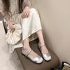 One Word with Retro Light Mouth Mary Jane Shoes 2025 New Summer Silver Evening Wind Soft Sole French Flat Sole Shoes Women