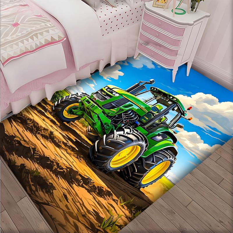 Tractor Polyester Carpet, Soft Indoor Mat for Office Chair, Living Room, Computer Desk - Decorative Home Office Rug Design
