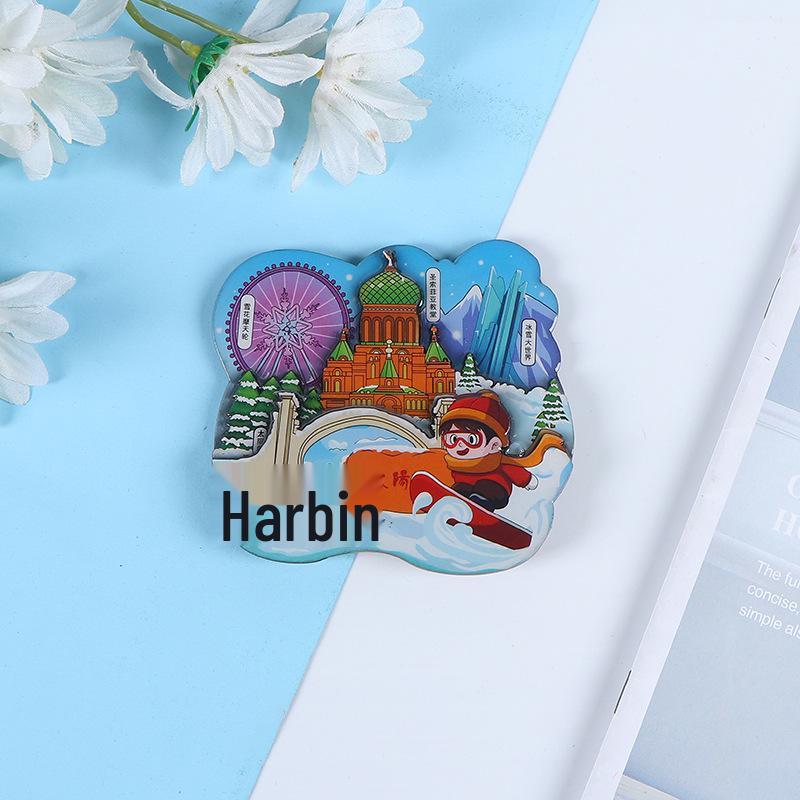 Национальный город Живописный Мультяшный Деревянный Эпоксидный Магнит на Холодильник