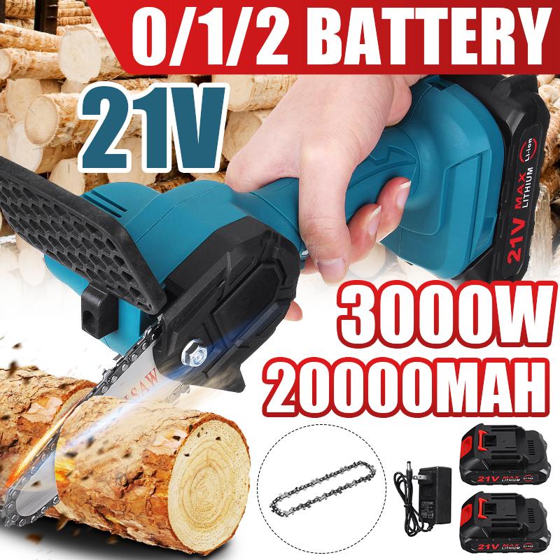 4-дюймовая электрическая портативная мини-аккумуляторная ручная цепная пила для обрезки веток и резки дерева с 1/2 аккумуляторами
