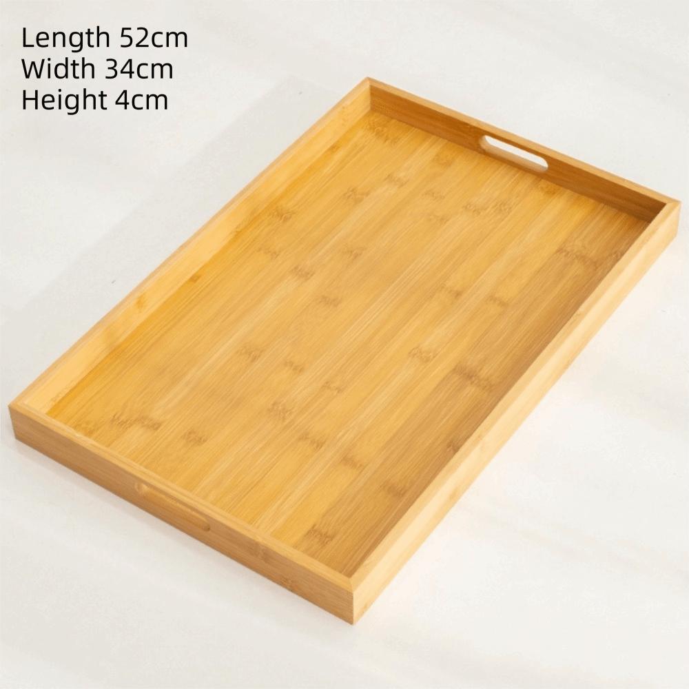 With Handle Bamboo Wooden Tray Natural Wood Serving Tray Decorate Tray Food Storage Trays Kitchen