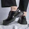 Round Toe Men's Thick Soled Leather Shoes Fashionable British Style Wedding Party Outdoor Leisure Business Elevated Leathe Shoes