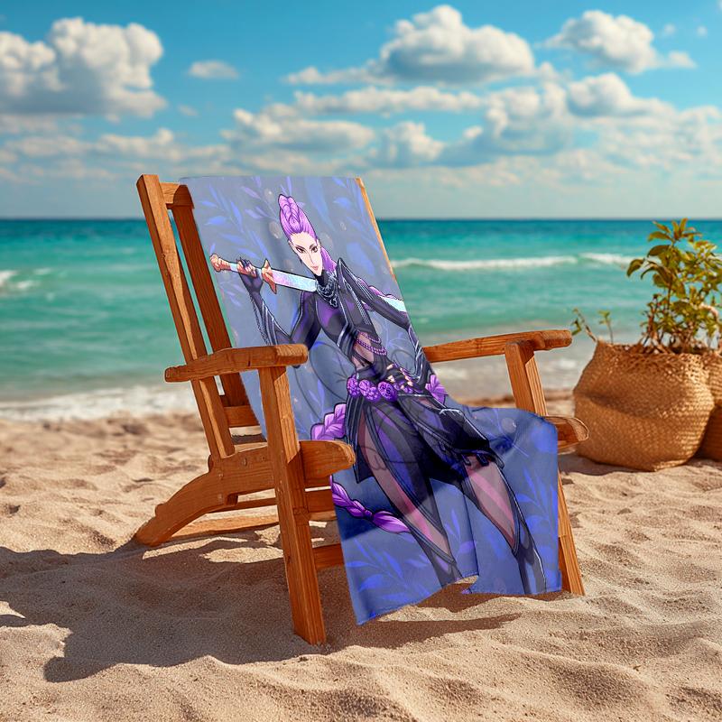 1pc KPop Demon Hunters RUMI3 Beach Towel, Comfortable and Thick, and Swimming/Bath/Picnic/Camping Towel, Suitable for Seaside Beaches