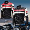 Мужские куртки с молнией, контрастные, для езды на мотоцикле, из искусственной кожи, ветрозащитные, утепленные, мужские куртки, осень-зима