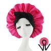 Silk Satin Sleep Cap with Ribbon Bow for Women - Elastic Wide Brim Bath Headscarf Hat for Hair Care