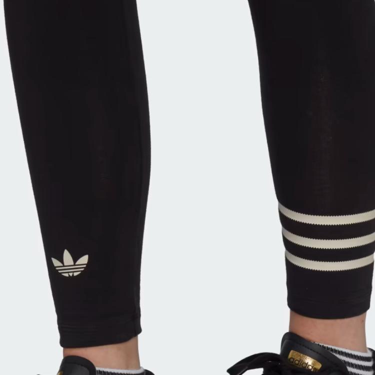 Adidas Originals Logo Print Elastic Waist Leggings Women Bottoms Black HM1766