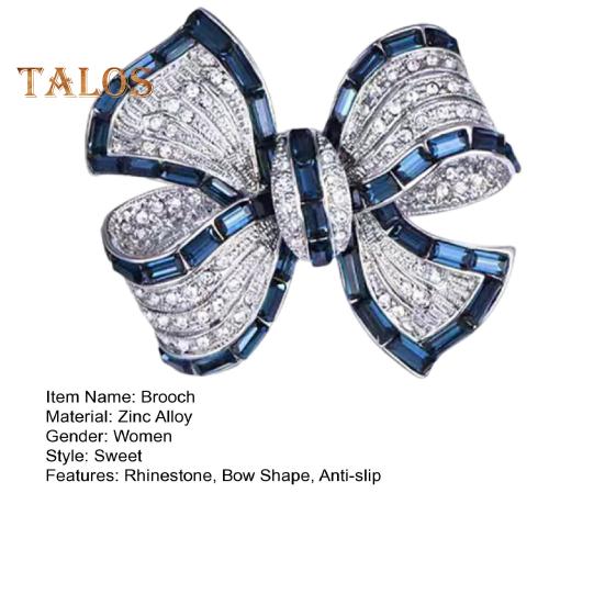Women Brooch Bow Shape Rhinestone Anti-slip Wear-resistant Suit Coat Collar Hat Scarf Decoration Clothes Pin Prom Party Garment Jewelry
