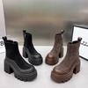 Vintage Platform Thick Bottom Women Ankle Boots Female Height Increase Short Booties Fashion Autumn Winter Women's Shoes