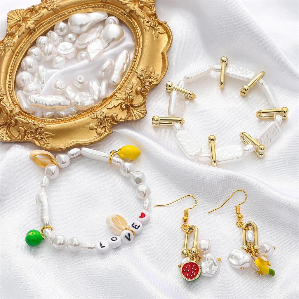 Геометрическая форма имитация жемчуга из АБС-пластика, бусины с прямым отверстием, браслет «сделай сам», ювелирные аксессуары