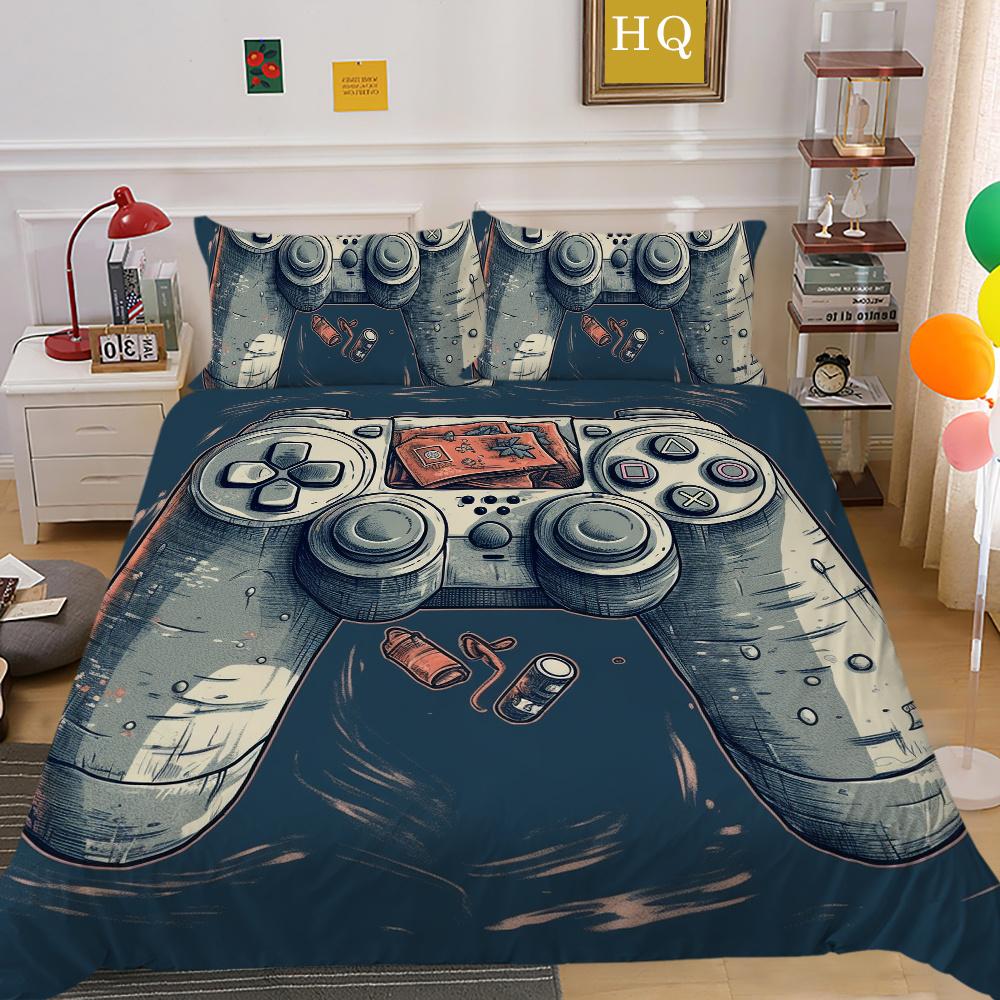 Мужские классные комплекты постельного белья с игровой ручкой и принтом, покрывало из полиэстера, покрывало размера «king size», роскошное постельное белье для дома