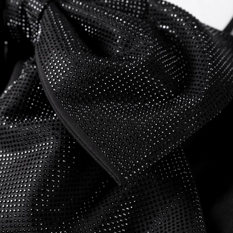 Fashion Sexy Big Bow Sequin Tank Women Sleeveless Backless Zipper Sling Vest Slim Glitter Streetwear Short Top Sweet Cute New Fashion