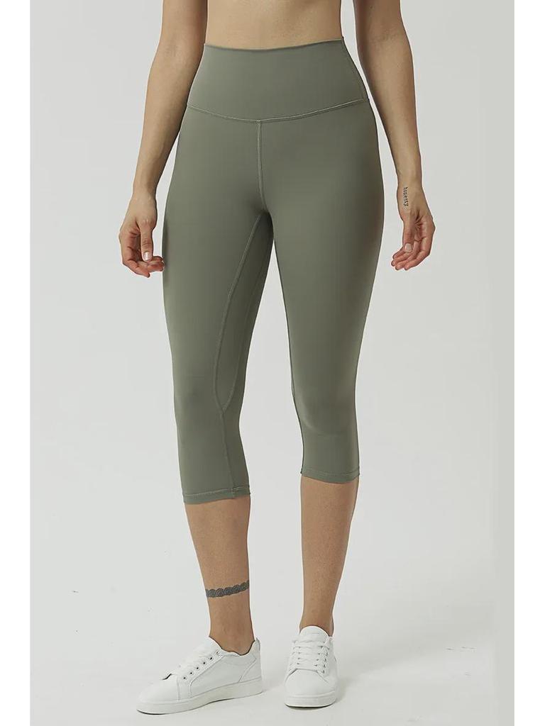 Женские двухсторонние отшлифованные штаны для йоги с высокой талией – телесного цвета, укороченные, облегающие, удобные для европейского и американского стилей