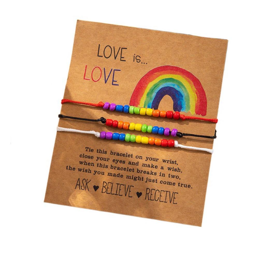 3 шт./набор Бохо Радужный Браслет из бусин Сердце Любви Дружба Плетеный Веревочный Парный Браслет Пара