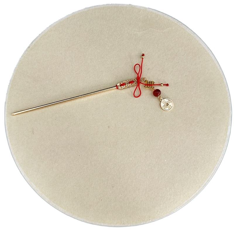 Copper Coin New Year Hairpin Antique Hanfu Hair Fork Elegant Ancient Hair Stick  Women