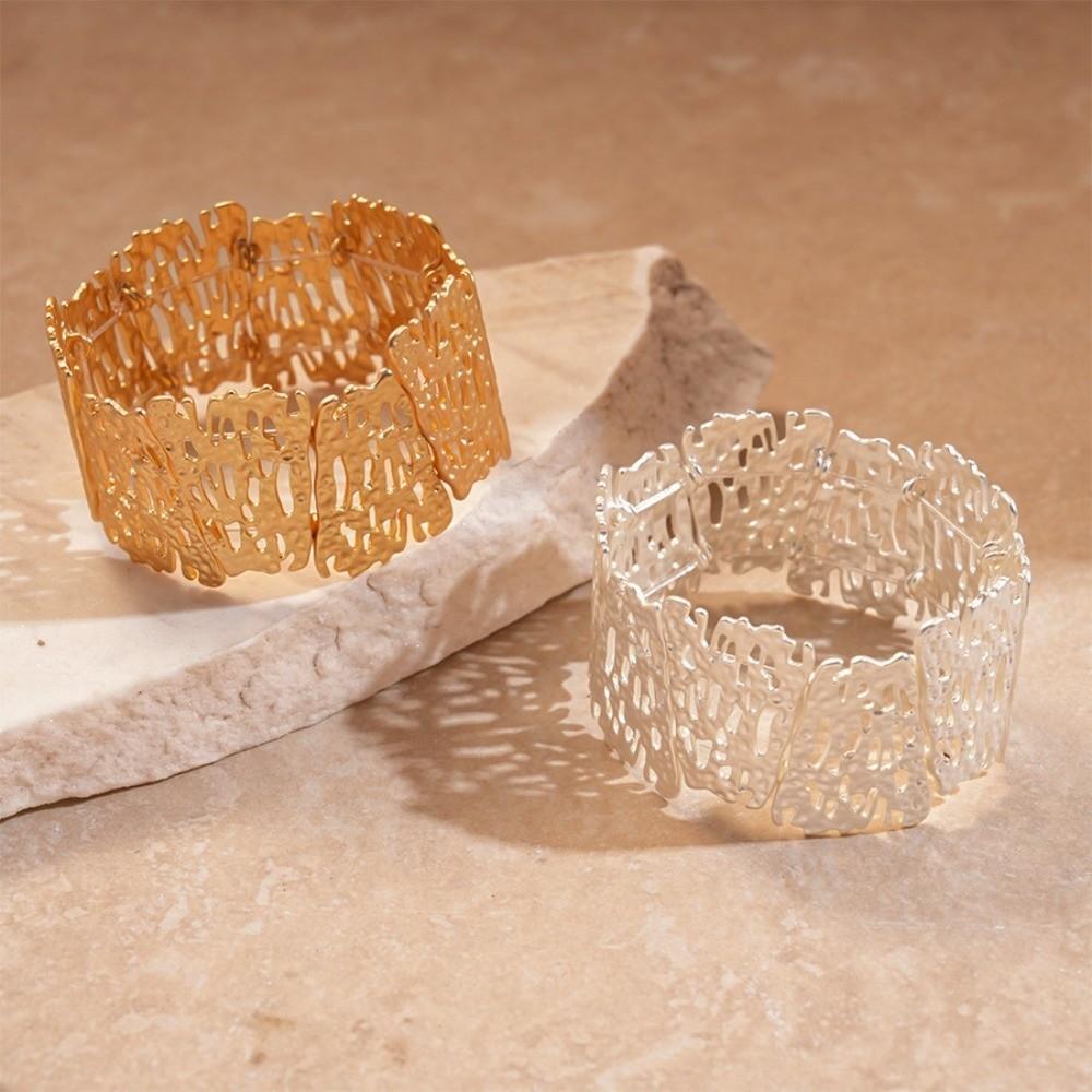 Europe American Style Zinc Zinc Alloy Metal Wide Bangle Hollow Exaggerated Bracelet Chunky Bracelet  Lady