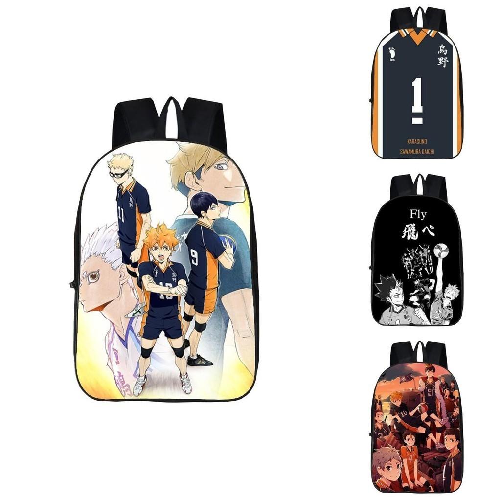 Fashionable Karasuno High School Backpack With Anime Haikyuu Print And Easy-clean Fabric