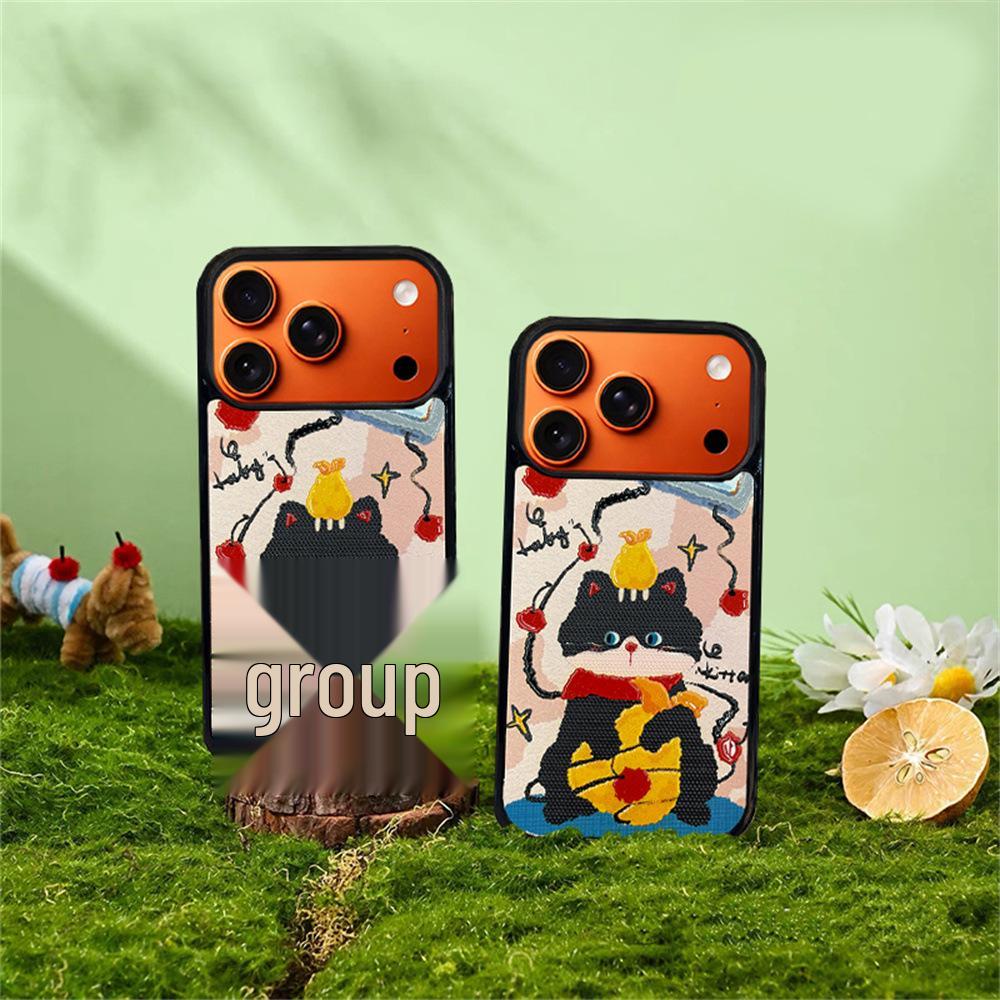 Мультяшный чехол для iPhone 14/13/Pro Max с золотым тиснением в виде кошки, противоударный