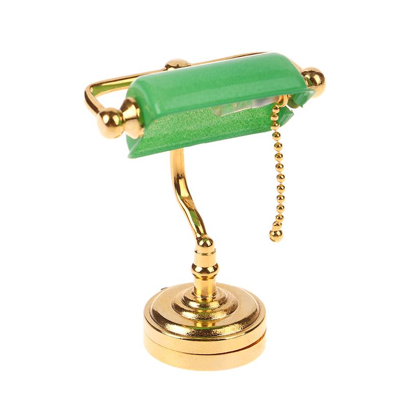 1:12 Кукольный домик Миниатюрная настольная лампа Светодиодная лампа Зеленый фонарь почтальона Освещение Домашняя мебель Модель Декор Игрушка Аксессуары для кукольного домика
