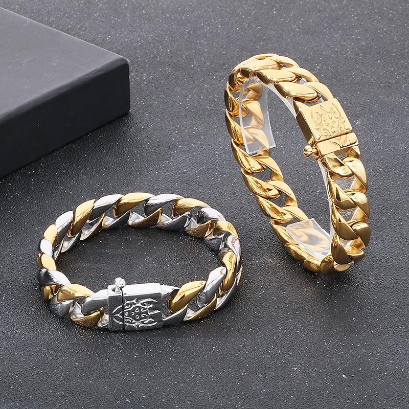 Kalen Men's Trendy Stainless Steel & Gold Korean Style Bracelet