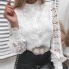 Модная рубашка с цветочным принтом в стиле ретро, женская белая кружевная блузка с длинными рукавами и женская однобортная рубашка для женщин