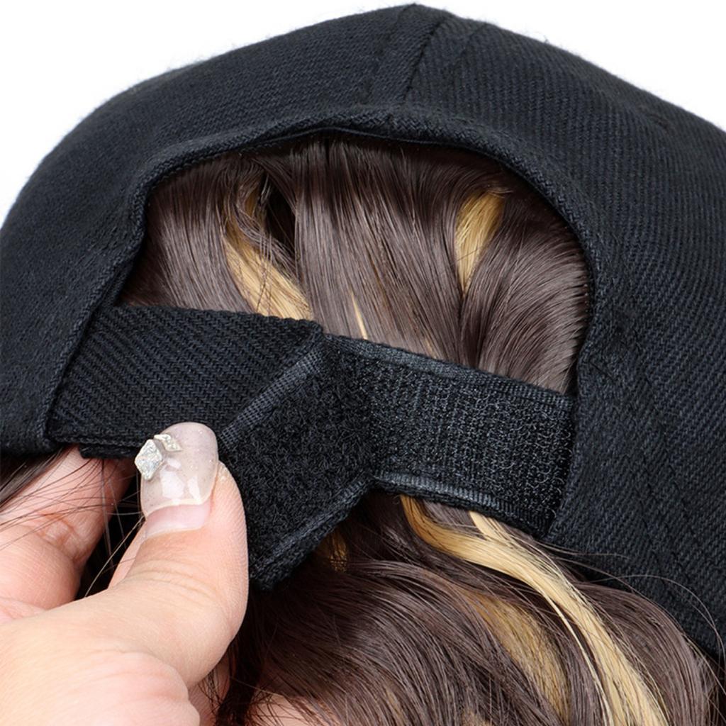 Baseball Cap One-piece Medium Length Water Wave Wig 17 Inch Curly Wave Hair Piece For Women Girls