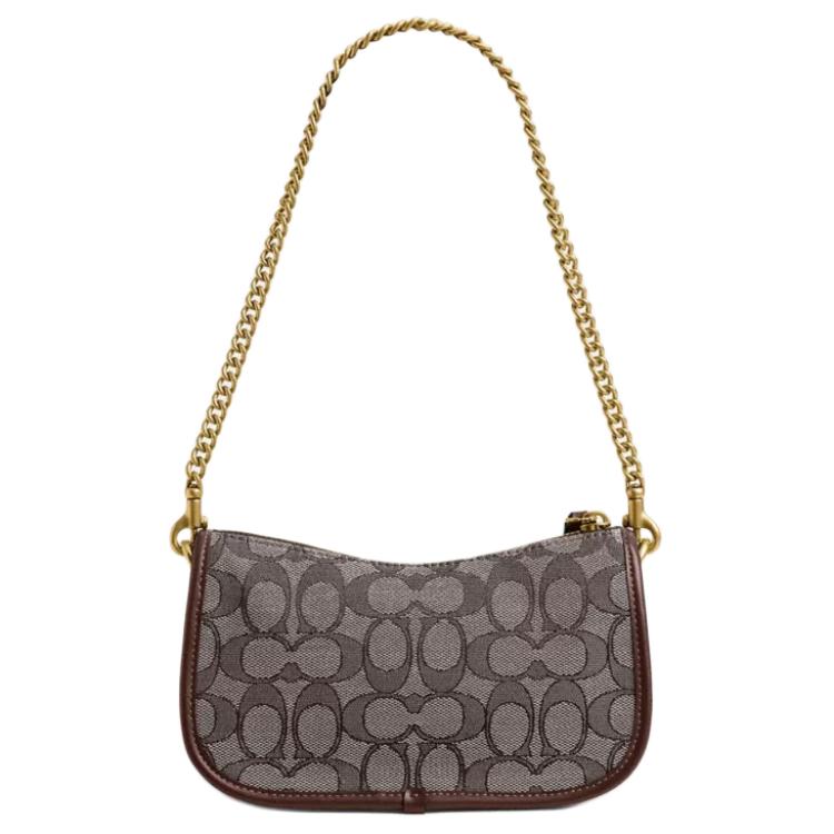 Coach Сумка Swinger 20 Classic Print из переработанного хлопка, ручная, через плечо, на плечо, маленькая женская, коричневая CAN77-B4S0M