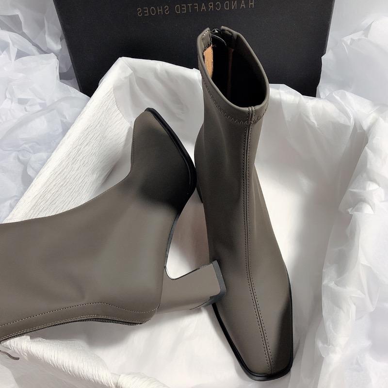 Fashion Women's Boots Fashion Elastic Ankle Boot Designer Square Toe High Heel Boots for Women Korean Version Short Boots Botas Mujer