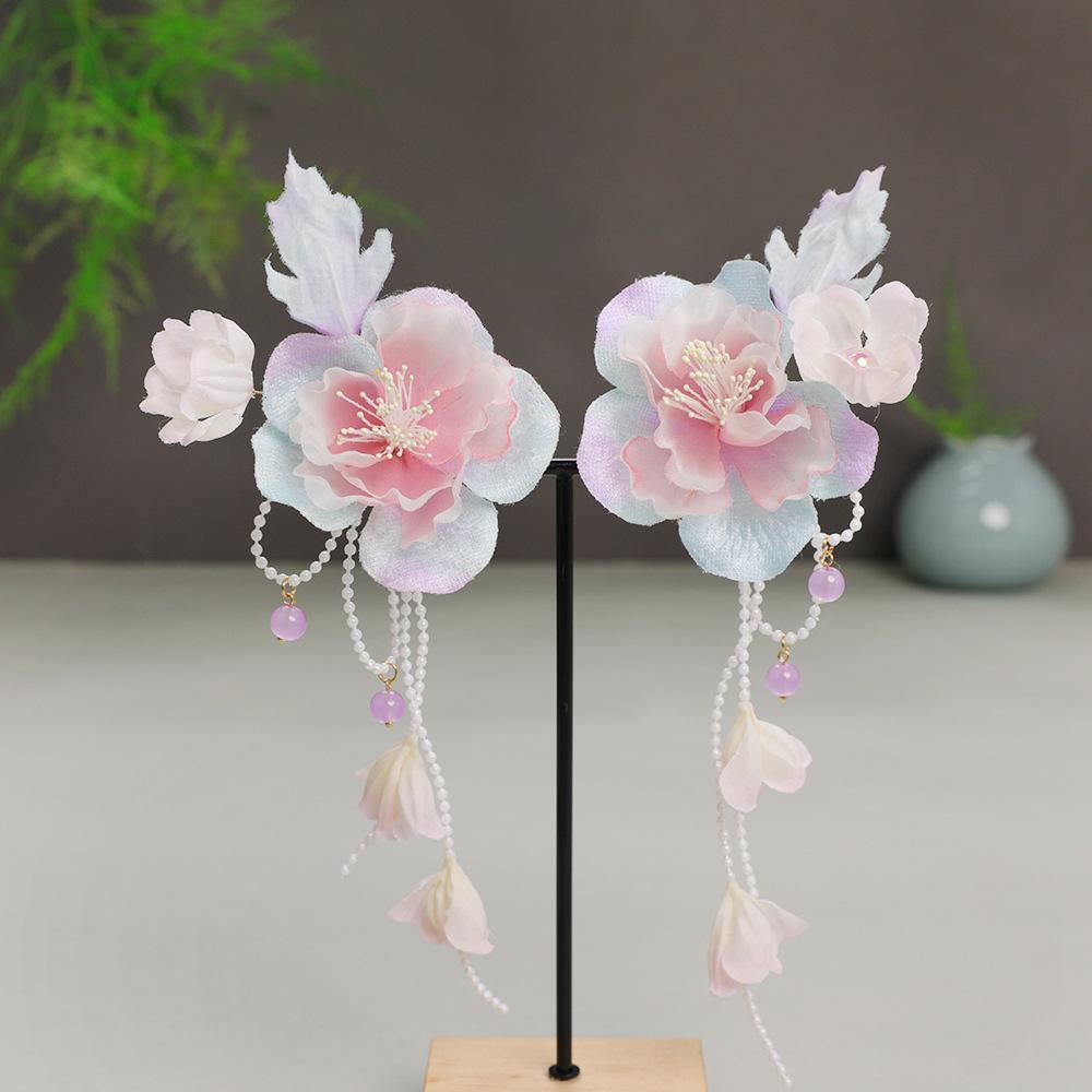 Заколки для волос в виде цветка, вилки, китайские аксессуары для волос ханьфу для женщин, вилка-шпилька ручной работы, винтажные свадебные украшения для волос в стиле ретро, короны для девочек и женщин