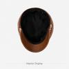 Chain Decor Baker Boy Cap PU Leather Beret Hat Stylish Flat Top Cap  For Women