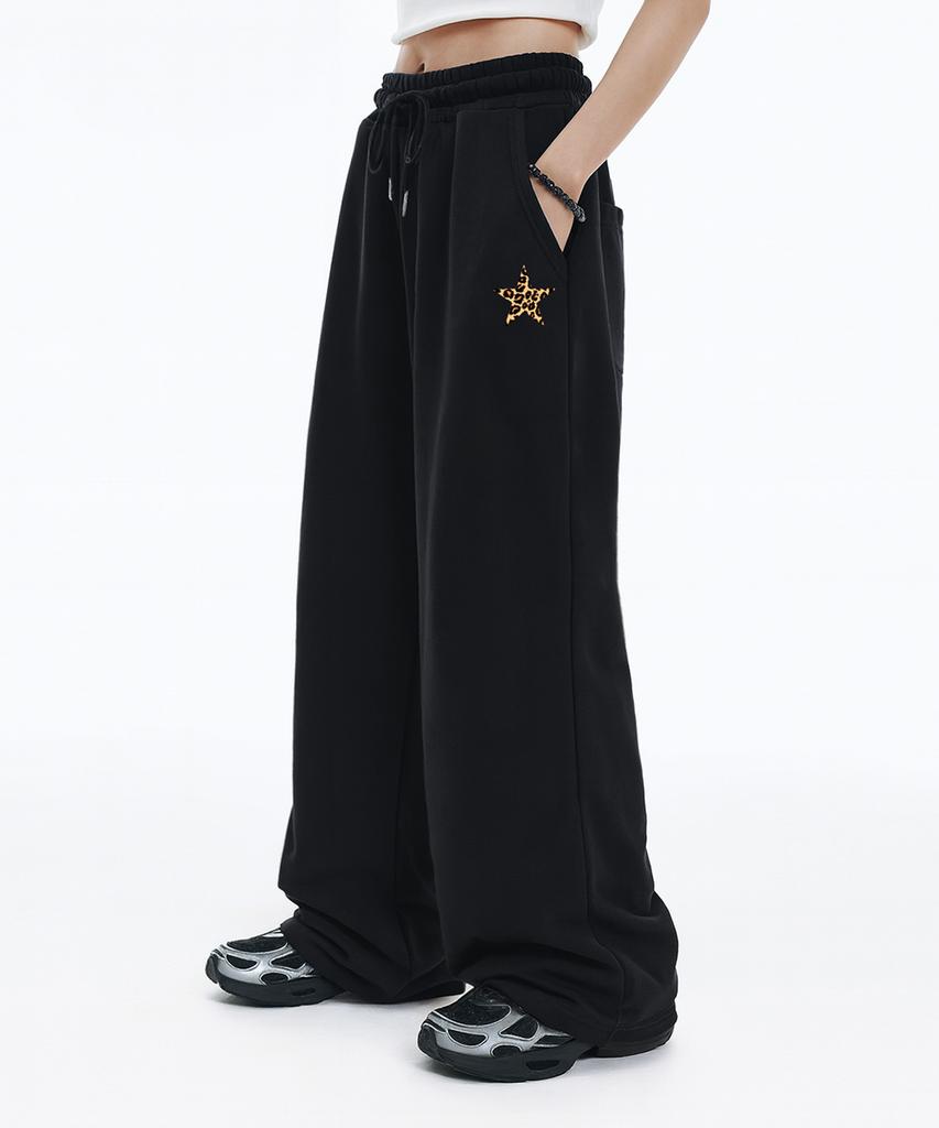 RANDOMOFF Leopard Star One Tuck Wide Sweat Pants (2Color)