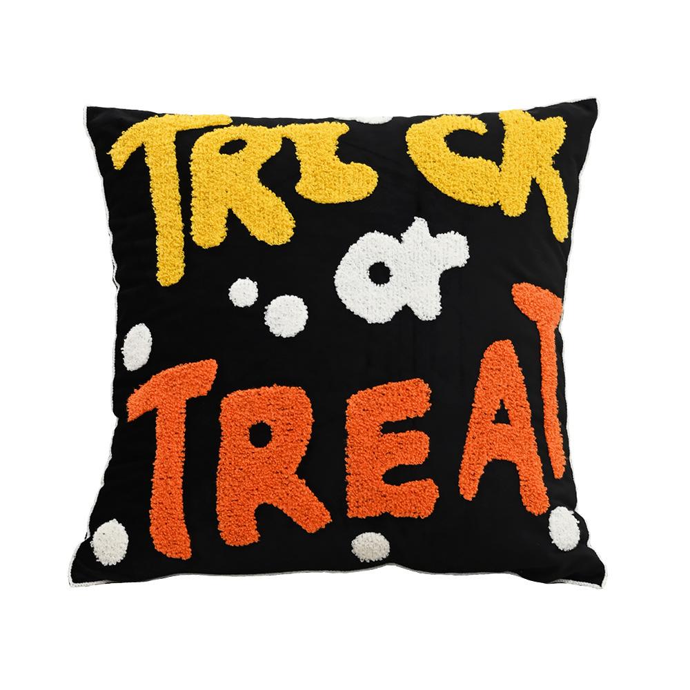 Halloween Pillow Cover, Halloween Embroidery Pillowcase, Family Party Pumpkin Decoration Pillowcase, Cushion Cover