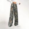 Women's New Spring Fashion Casual Drawstring Waist Camouflage Print Wide Leg Loose Loose Straight Trousers