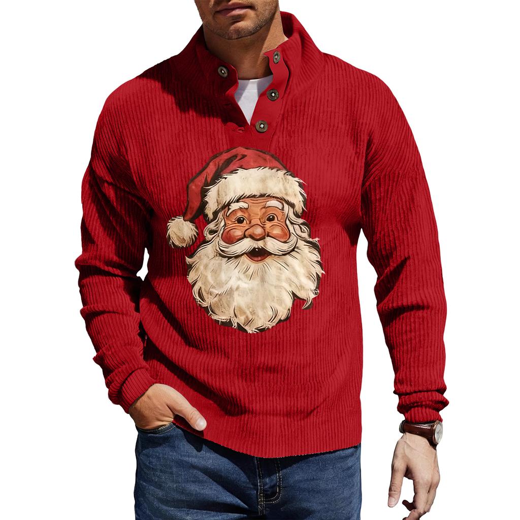 Мужская вельветовая рубашка на пуговицах с рождественским принтом