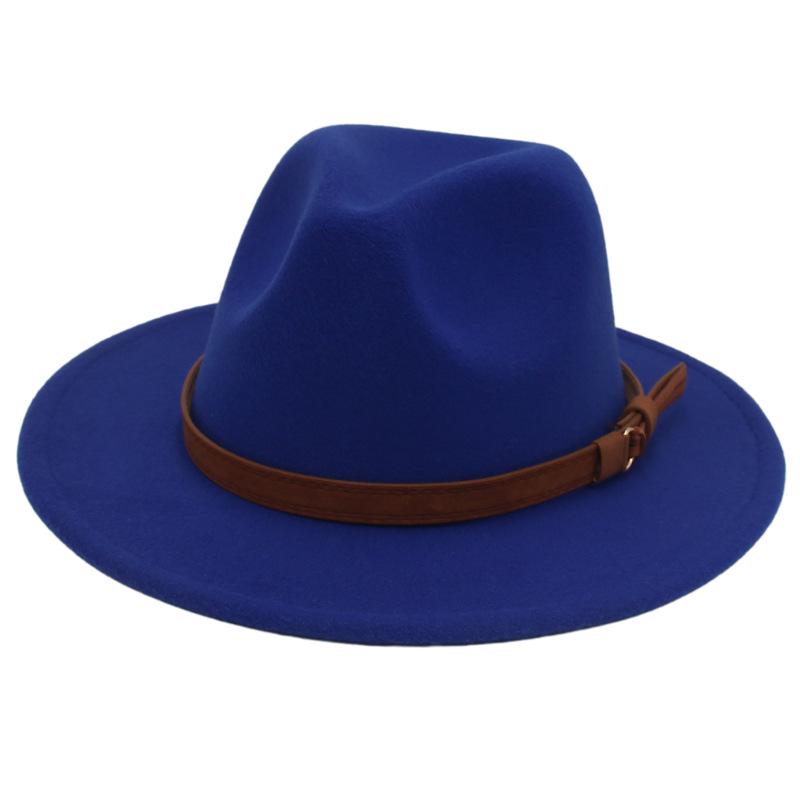 Большие поля коричневый пояс британский винтаж фетровая шляпа осень-зима вестерн джинсовая твидовая тибетская шляпа джазовая шляпа