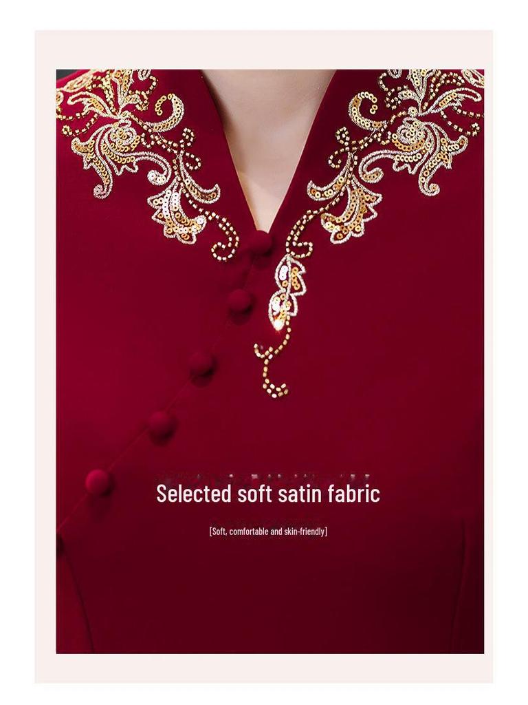 Платье для матери невесты цвета красного вина 2025 года для свадебного банкета