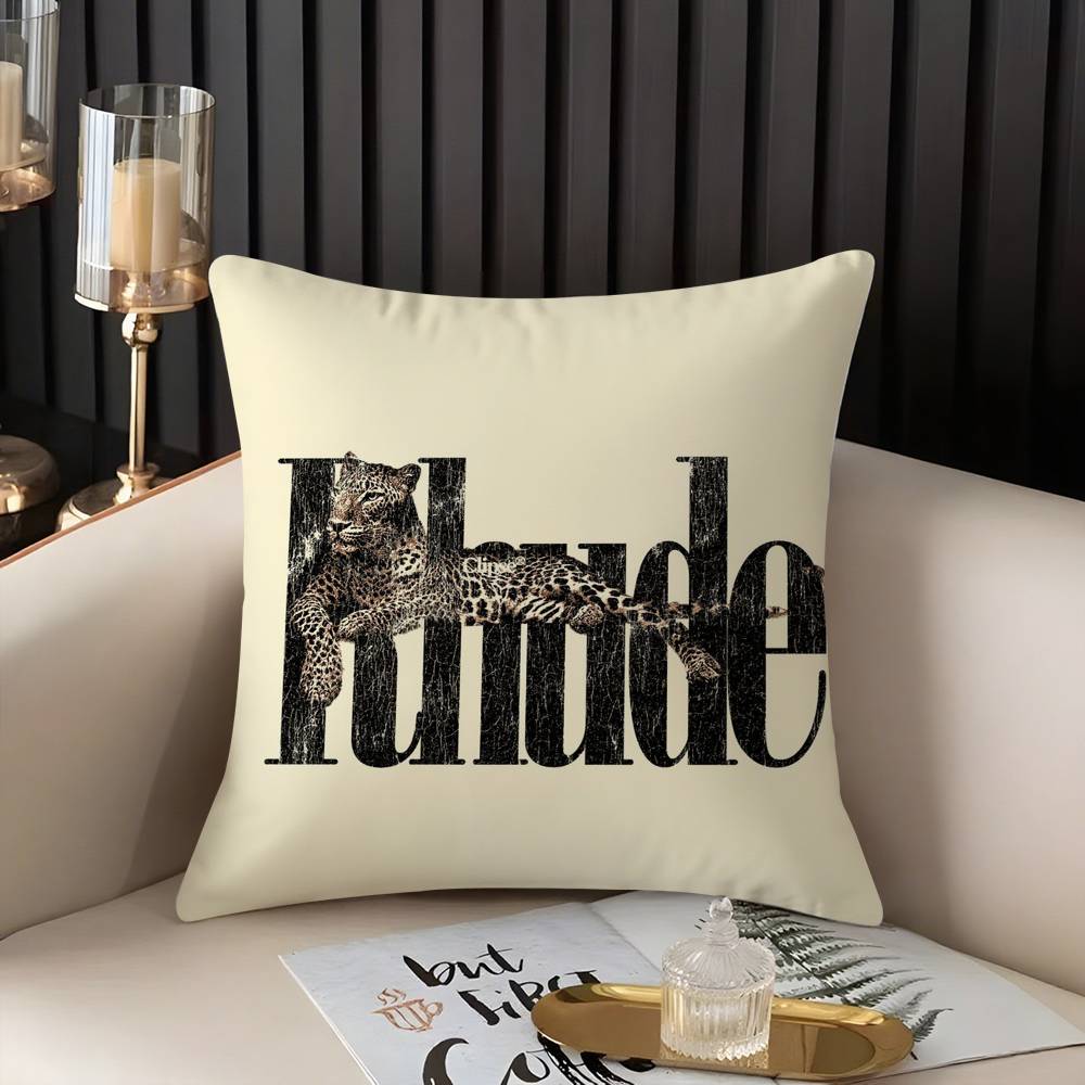 Fashion Brand R_RHUDEs Pillow Case Home Dorm Chair Back Short Plush Double-sided Printing Office Nap Time Cushion Cover