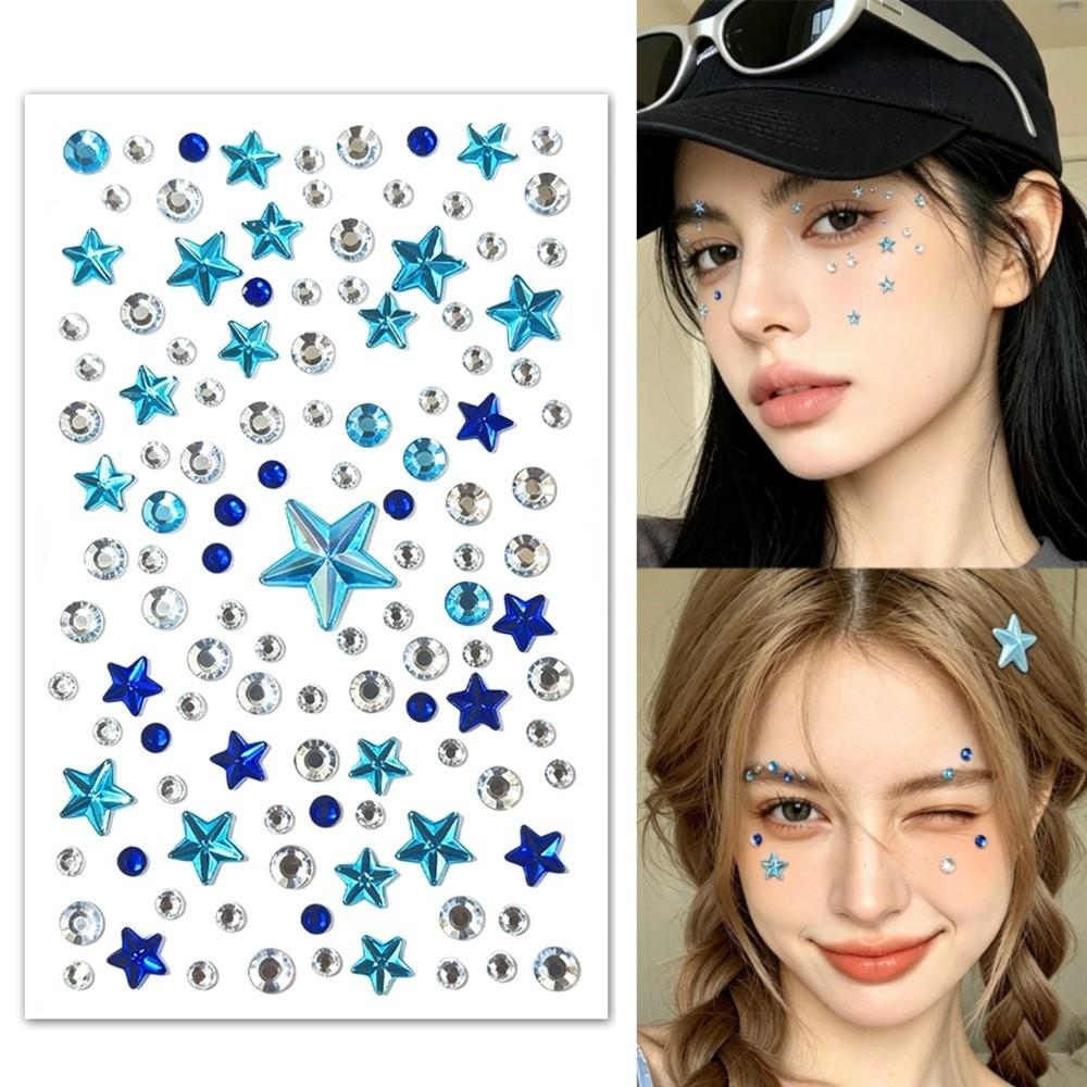 with Adhesive Backing Face Eye Jewels Sticker 3D Resin Crystal Gem Sticker Festival